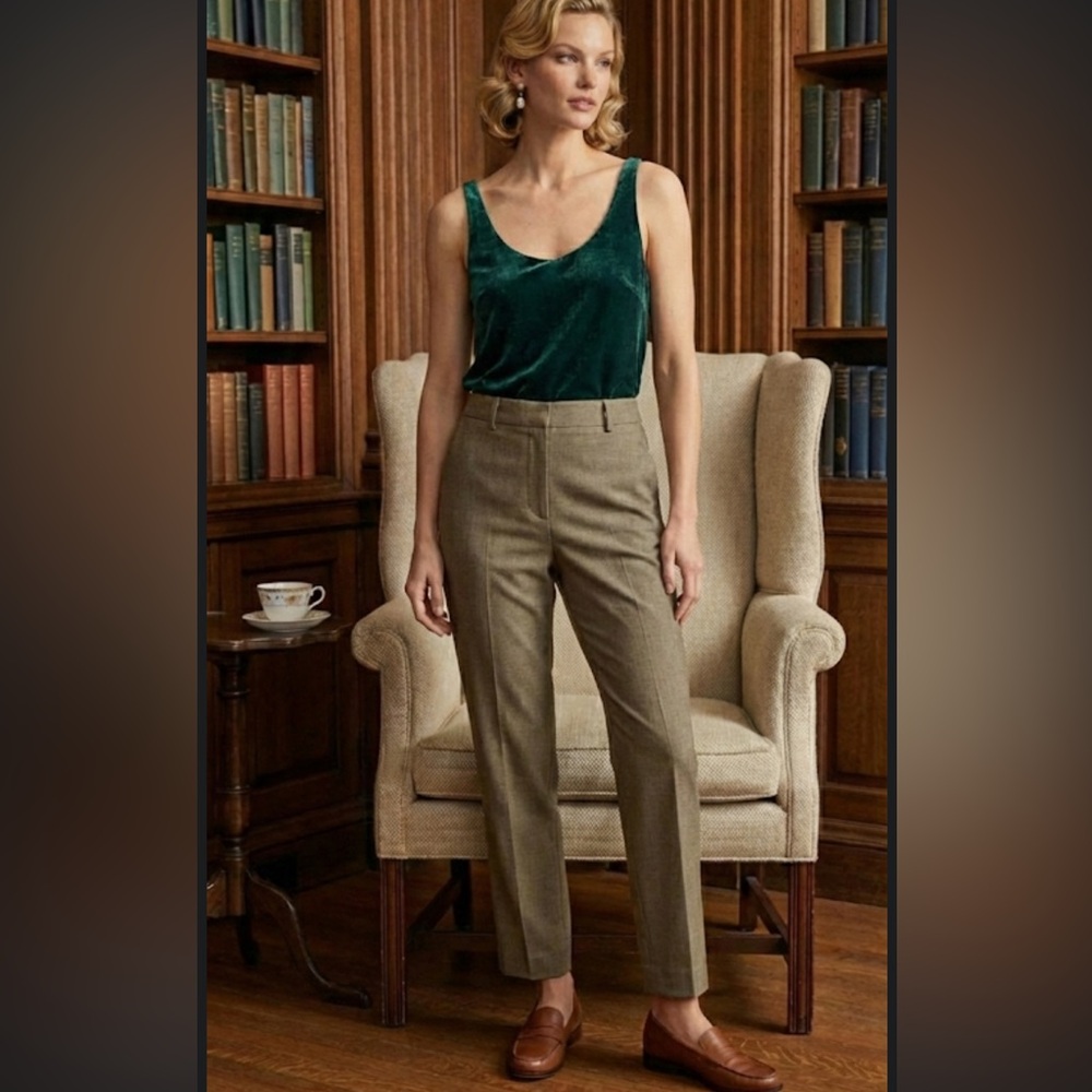 J. Crew Velvet Scoop Neck Tank Top Cami Sz  10 Emerald Green Teal Holiday Party